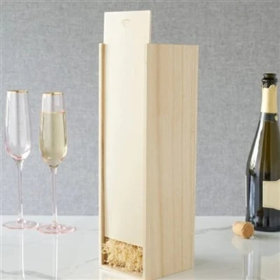 Caja de vino decorativa de madera de una sola botella de grano de madera